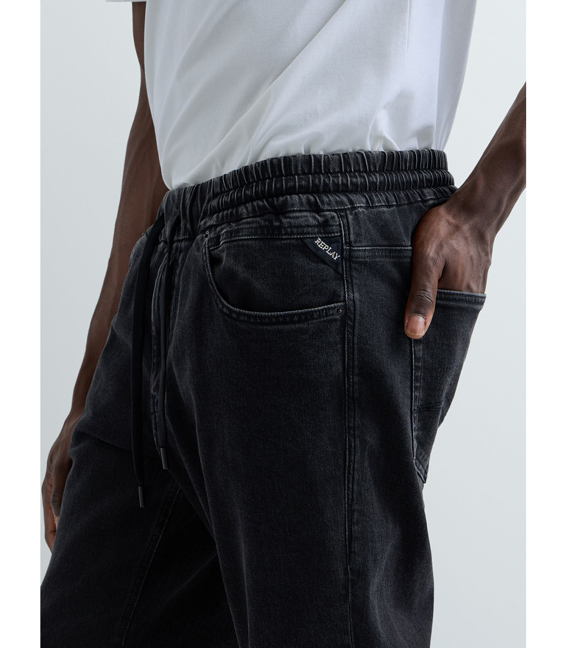 リラックステーパードLANNY Touch denim 詳細画像 ブラック 6